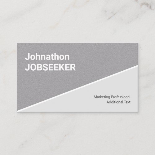 Classic Clean Job Seeker Jobseeker Gray Classy Business Card