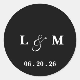 Classic Clean Monogram Wedding Date Label