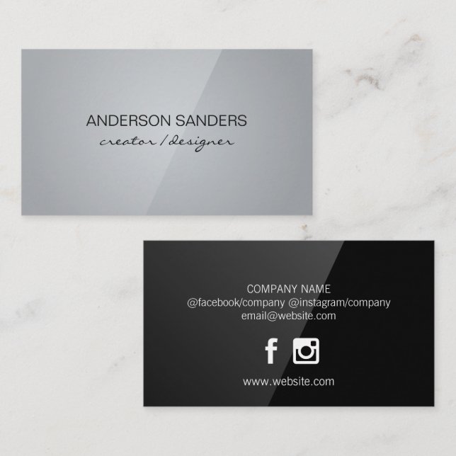 Classic Clean Professional (Black / Gray )  Business Card (Front/Back)