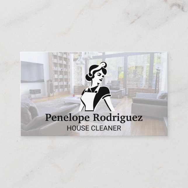 Classic Cleaning Maid | House Keeping Services Business Card (Front)