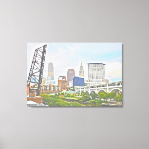 Classic Cleveland River View Canvas Print