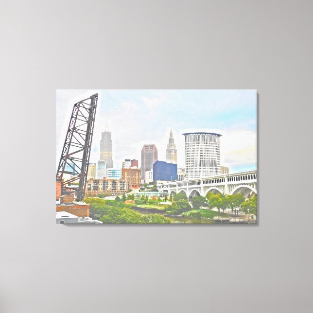 Classic Cleveland River View Canvas Print (Front)