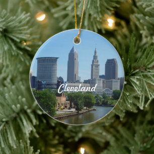 Classic Cleveland Skyline Ceramic Ornament