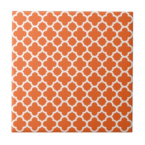 Classic Clover Quatrefoil Pattern in Orange Tile