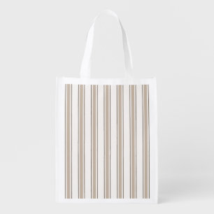 Classic Coastal Awning Stripe Alabaster Grocery Bag