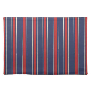 Classic Coastal Awning Stripe Navy & Circus Red Cloth Placemat