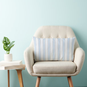 Classic Coastal Cabana Stripe Light Coastal Blue Lumbar Pillow