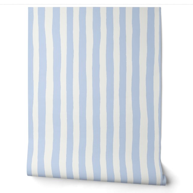 Classic Coastal Handpainted Stripe Wallpaper (Unrolling)