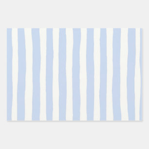 Classic Coastal Handpainted Stripe Wrapping Paper Sheets