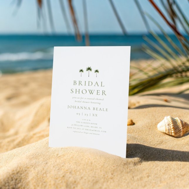 Classic Coastal Minimal Palm Tree Bridal Shower Invitation (Creator Uploaded)