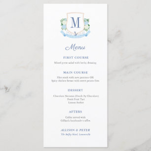 Classic Coastal Monogram Wedding Reception Menu