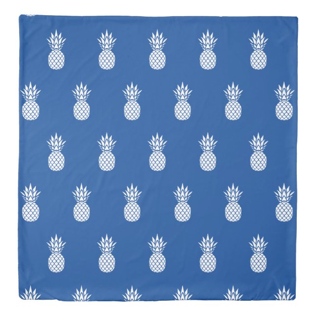 Classic Coastal Navy Blue and White Pineapples Duvet Cover (Front)