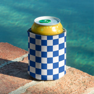 Classic cobalt blue checkerboard can cooler