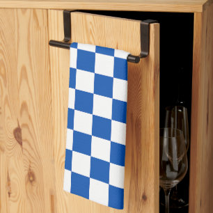 Classic cobalt blue checkerboard kitchen towel