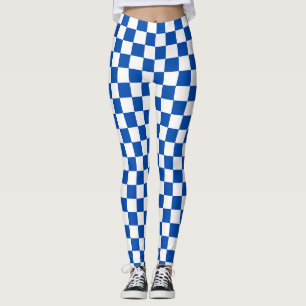 Classic cobalt blue checkerboard leggings