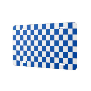Classic cobalt blue checkerboard license plate