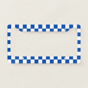 Classic cobalt blue checkerboard license plate frame