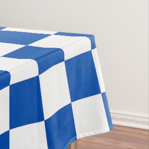 Classic cobalt blue checkerboard tablecloth