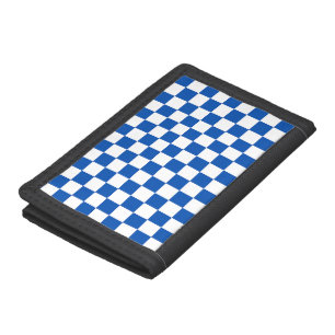 Classic cobalt blue checkerboard tri-fold wallet