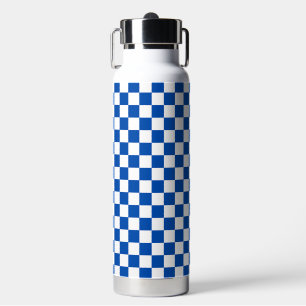 Classic cobalt blue checkerboard water bottle
