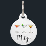 Classic Cocktails Martini Cosmopolitan Manhattan Pet Name Tag<br><div class="desc">Dog tag features an original marker illustration of classic cocktail mixed drinks. Just personalize with your pet's information. This design is also available on other products for dogs and cats! Lots of additional illustrated pet products are also available. Don't see exactly what you're looking for? Contact Rebecca to have a...</div>