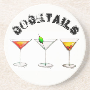 Classic Cocktails Martini Cosmopolitan Manhattan Sandstone Coaster