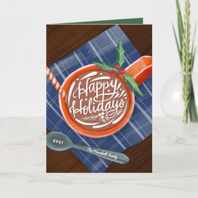 Classic Cocoa Happy Holidays Mug Non-Photo Holiday Card (Front)