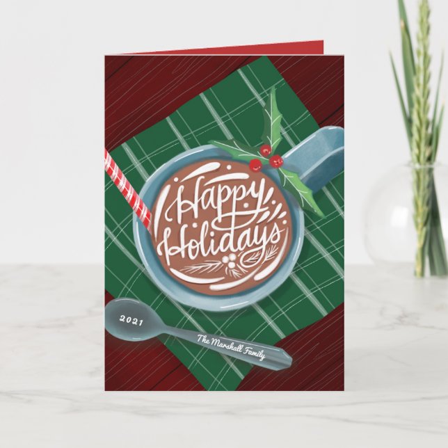 Classic Cocoa Happy Holidays Mug Non-Photo Holiday Card (Front)