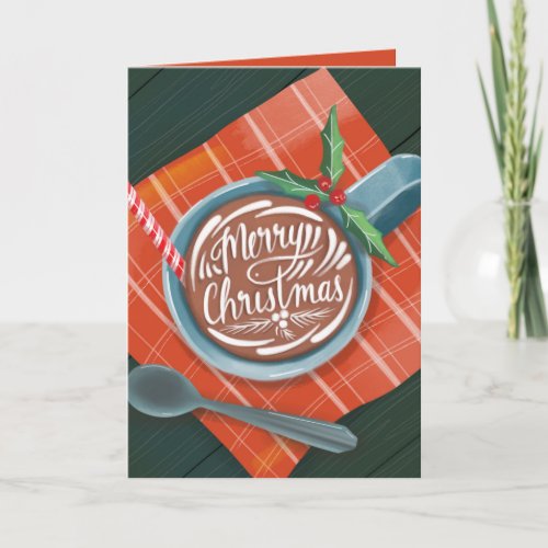 Classic Cocoa Merry Christmas Mug Illustration Holiday Card