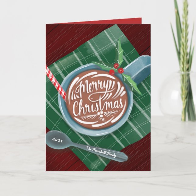 Classic Cocoa Merry Christmas Mug Non-Photo Holiday Card (Front)