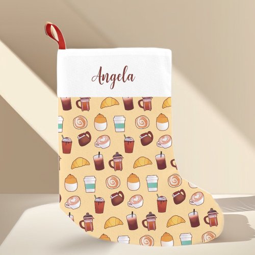 Classic Coffee And Pastries Small Christmas Stocking