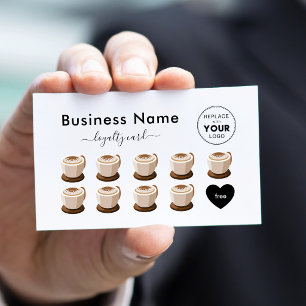 Classic Coffee Drink Illustration Add Your Logo Loyalty Card