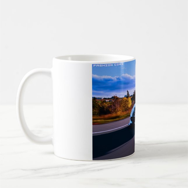 classic coffee mug with white sports car (Left)