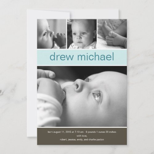 Classic Collage Baby Photo Birth Announcement