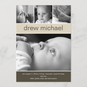Classic Collage Baby Photo Birth Announcement