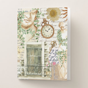 Classic collage background Greek statue scrapbook Pocket Folder