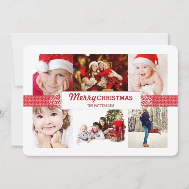Classic Collage Merry Christmas Photo Greeting Holiday Card