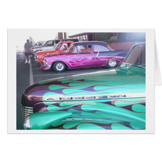 Classic Collector Car Purple Pink Green Flame (Front Horizontal)