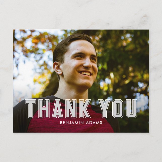 Classic Collegiate Graduation Thank You Postcard (Front)