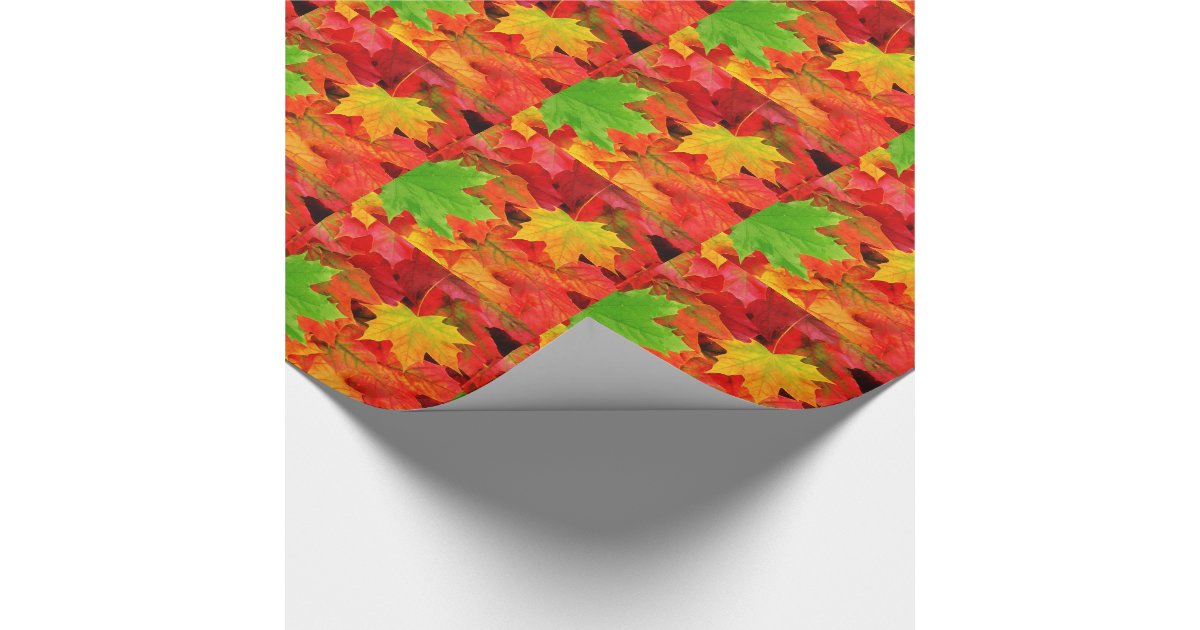 Classic Colored Autumn Fall Leaf Print Wrapping Paper | Zazzle