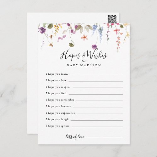 Classic Colorful Baby Shower Hopes  Wishes Card