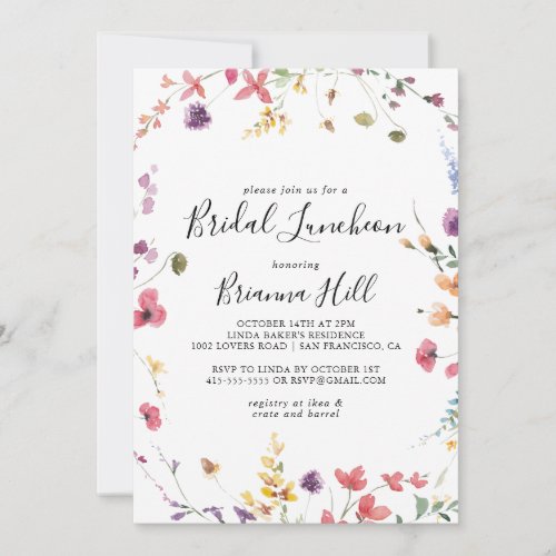 Classic Colorful Bridal Luncheon Bridal Shower Invitation