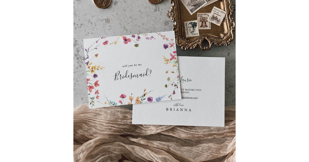 Classic Colorful Bridesmaid Proposal Note Card | Zazzle