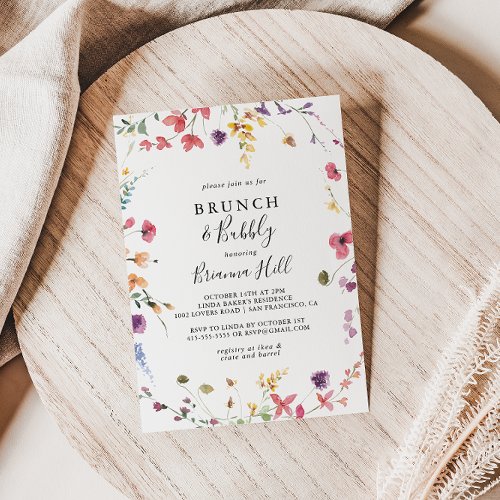 Classic Colorful Brunch and Bubbly Bridal Shower  Invitation