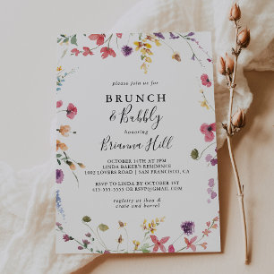 Classic Colorful Brunch and Bubbly Bridal Shower  Invitation