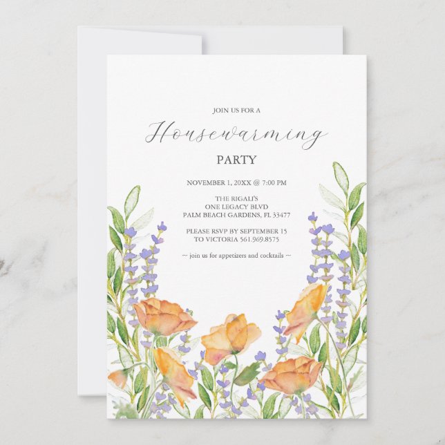 Classic Colorful Floral Housewarming Party  Invitation (Front)