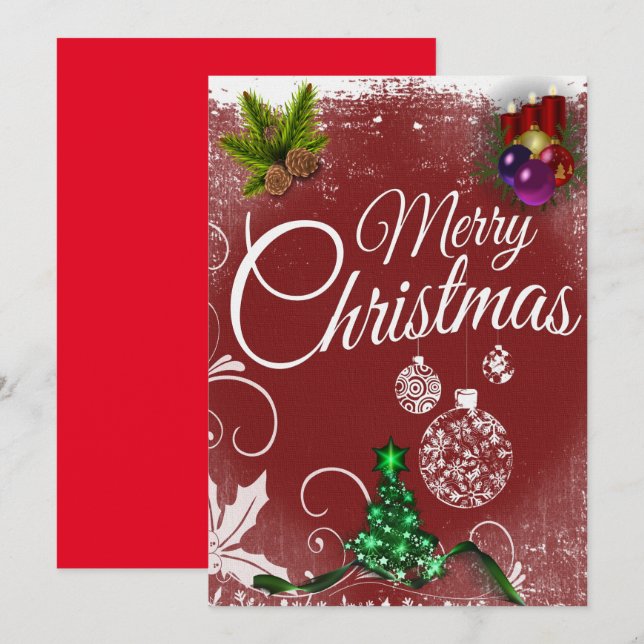 Classic Colorful Merry Christmas Holiday Card (Front/Back)