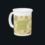 Classic Colorful Roses | Floral Monogram Beverage Pitcher<br><div class="desc">Classic Retro Style Colorful Roses. Treat yourself with these floral monogram pitchers. This pitcher can be customized to include your initial and first name.</div>