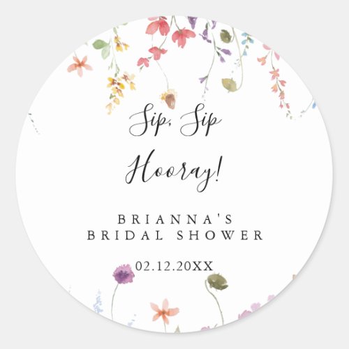 Classic Colorful Sip Sip Hooray Bridal Shower  Classic Round Sticker