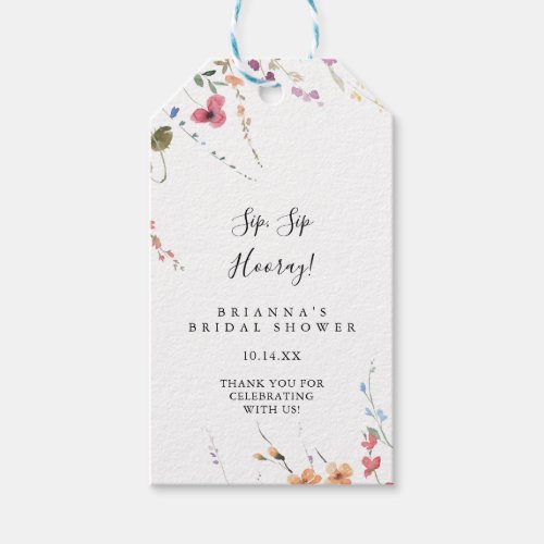 Classic Colorful Sip Sip Hooray Bridal Shower  Gift Tags